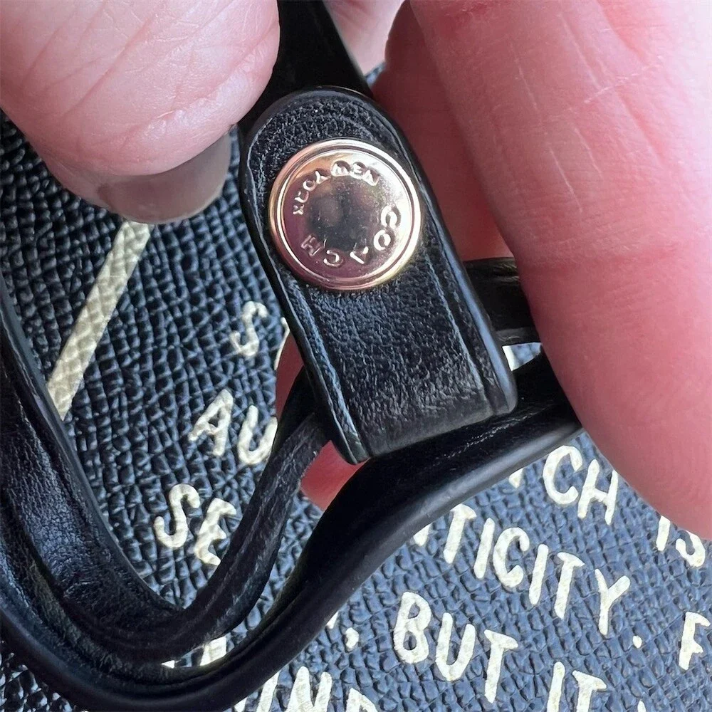 COACH Storypatch Large Detachable Pouch Makeup Bag Black w Gold Hardware